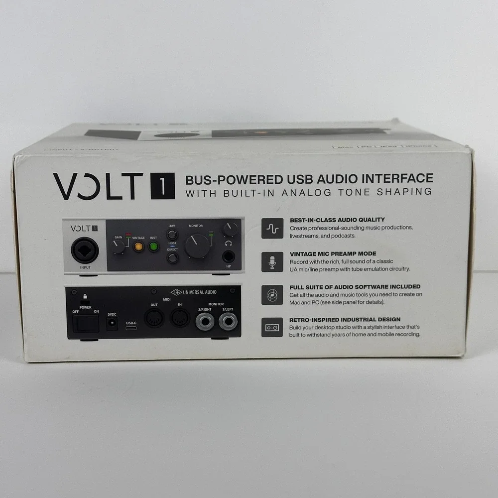 Universal Audio Volt 1 USB Audio Interface Vintage Preamp Mode MIDI XLR Cable